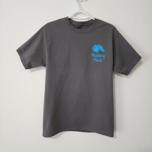 Hanes Tagless Cotton "Mustang Music" Graphic T-Shirt Grey Short Sleeve Size S/M